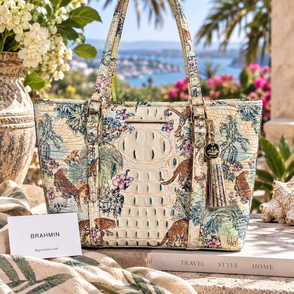 Brahmin Medium Asher Souvenir Ombre Melbourne Leopard Leather Tote Bag
